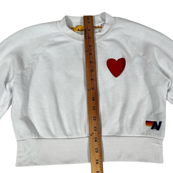 Aviator Nation White Crop Sweatshirt with Red Heart - Picture 8 of 15